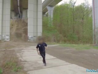 Public Agent Blonde Runs from Police immediately thereafter Fucking.